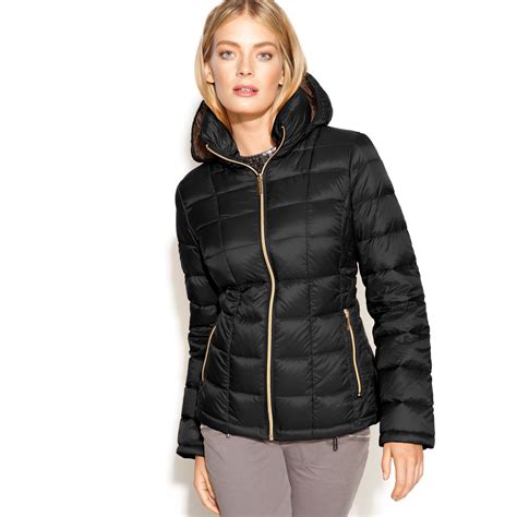 michael kors black sherpa trim jacket|Michael Kors puffer jacket.